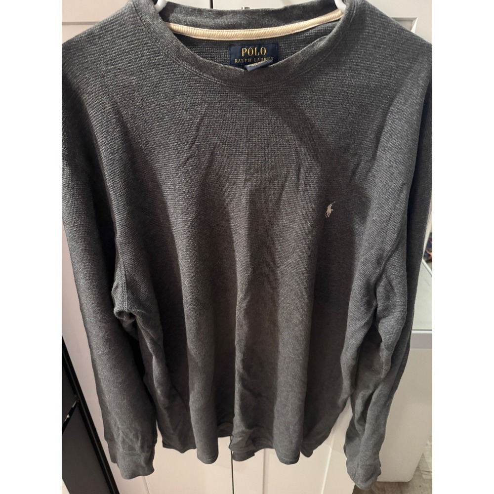 Polo Ralph Lauren Men's Gray Waffle Knit Long Sleeve Crew Neck Shirt Size 2XL